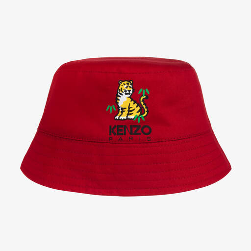 KENZO KIDS-قبعة قطن تويل لون أحمر | Childrensalon Outlet