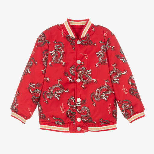KENZO KIDS-Red Reversible Dragon Letterman Jacket | Childrensalon Outlet