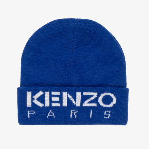 KENZO KIDS-قبعة بيني مزيج صوف محبوك لون أزرق | Childrensalon Outlet