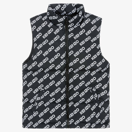 KENZO KIDS-Teen Black & White Down Puffer Gilet | Childrensalon Outlet