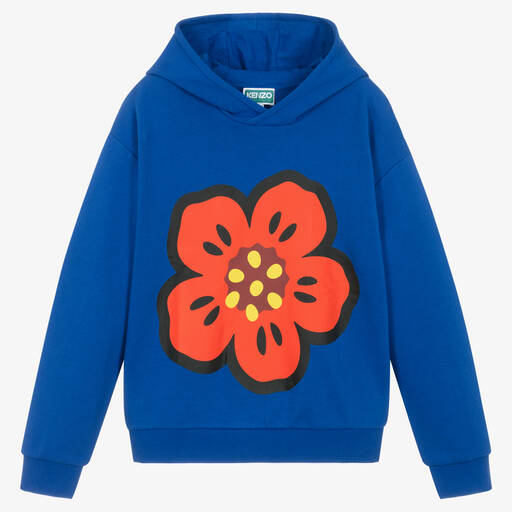 KENZO KIDS-Blauer Boke Flower Baumwoll-Hoodie | Childrensalon Outlet