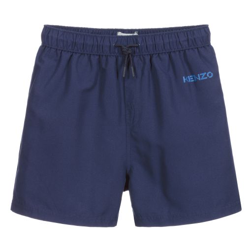KENZO KIDS-Teen Blue Logo Swim Shorts  | Childrensalon Outlet