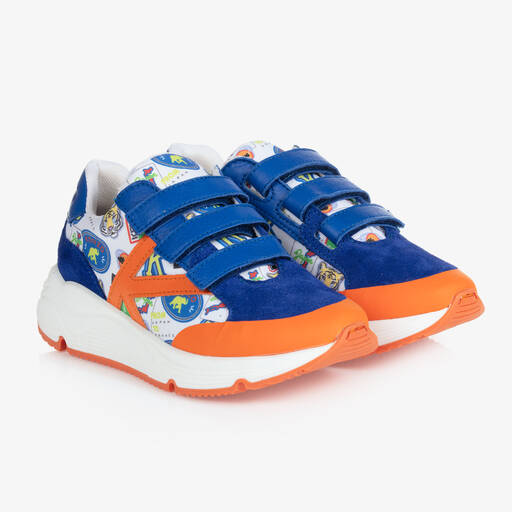 KENZO KIDS-Teen Blue Suede Velcro Trainers | Childrensalon Outlet