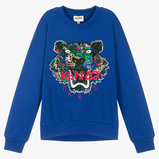 KENZO KIDS-Синий свитшот с тигром для подростков | Childrensalon Outlet