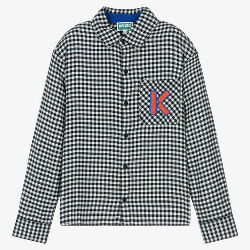 KENZO KIDS-Teen Blue Vichy Check Cotton Shirt | Childrensalon Outlet