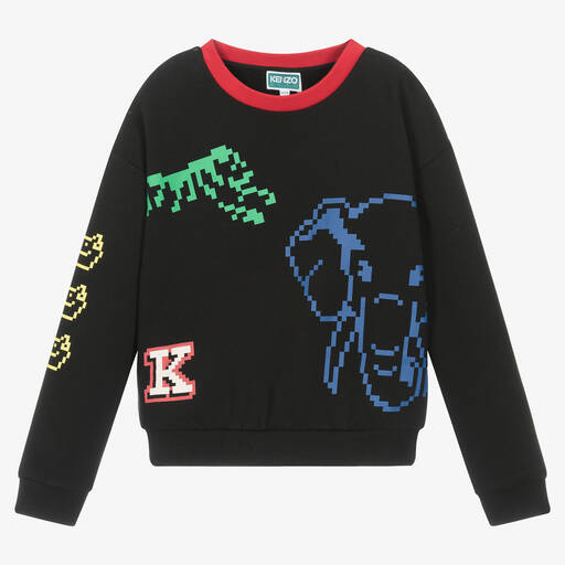 KENZO KIDS-Teen Boys Black Jungle Animals Sweatshirt | Childrensalon Outlet