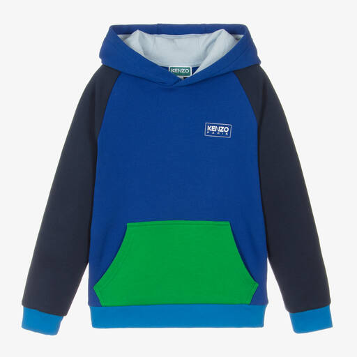 KENZO KIDS-Teen Boys Blue Colourblock Hoodie | Childrensalon Outlet