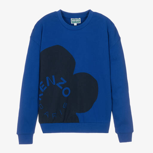 KENZO KIDS-Синий хлопковый свитшот с цветком | Childrensalon Outlet