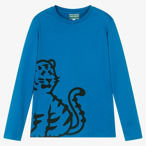 KENZO KIDS-Синяя хлопковая худи с тигром KOTORA для подростков | Childrensalon Outlet