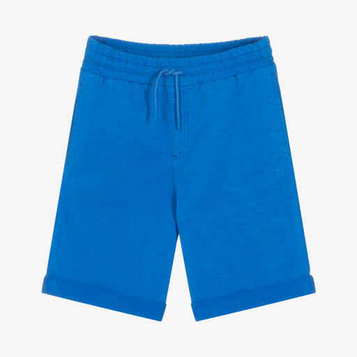 KENZO KIDS-Teen Boys Blue Cotton Twill Bermuda Shorts | Childrensalon Outlet