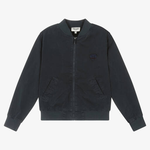 KENZO KIDS-Teen Boys Blue Elephant Logo Bomber Jacket | Childrensalon Outlet