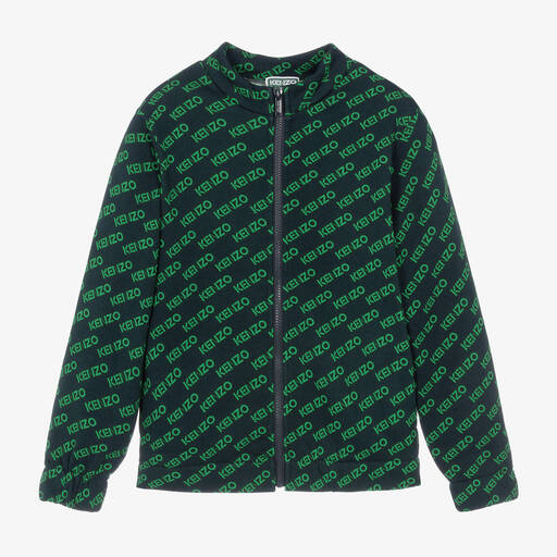 KENZO KIDS-Teen Boys Blue & Green Cotton Zip-Up Top | Childrensalon Outlet