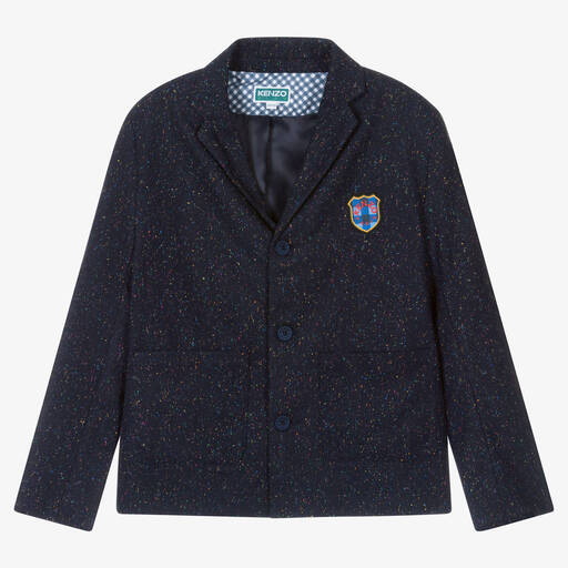 KENZO KIDS-Blauer gesprenkelter Wollblazer | Childrensalon Outlet