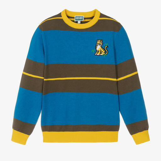 KENZO KIDS-Teen Boys Blue & Yellow KOTORA Sweater | Childrensalon Outlet