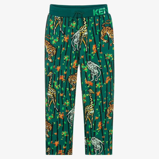 KENZO KIDS-Зеленые брюки с бамбуковым принтом | Childrensalon Outlet