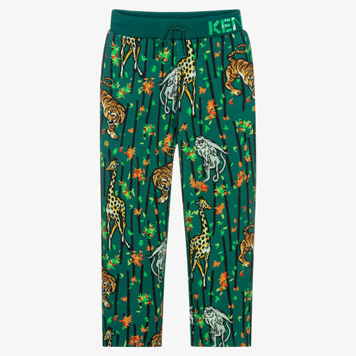 KENZO KIDS-Teen Boys Green Bamboo Print Trousers | Childrensalon Outlet