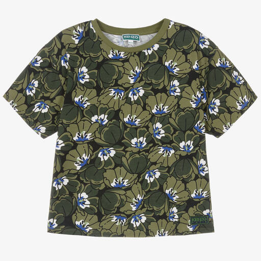 KENZO KIDS-Teen Boys Green Cotton Jersey T-Shirt | Childrensalon Outlet