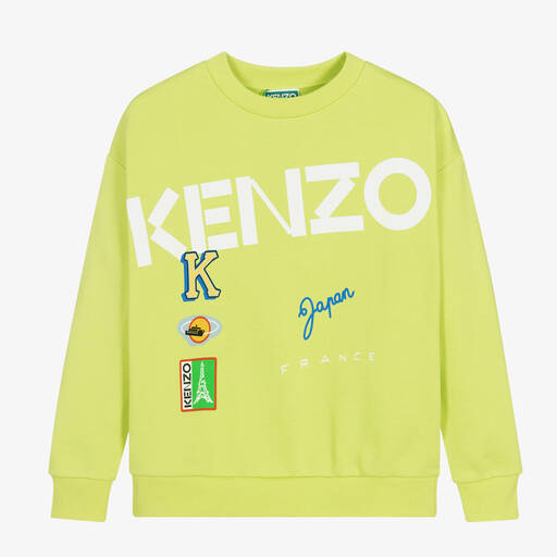 KENZO KIDS-سويتشيرت تينز ولادي قطن لون أخضر | Childrensalon Outlet
