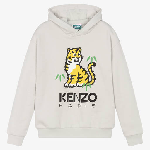 KENZO KIDS-توب كوتورا هودي تينز ولادي قطن لون رمادي | Childrensalon Outlet