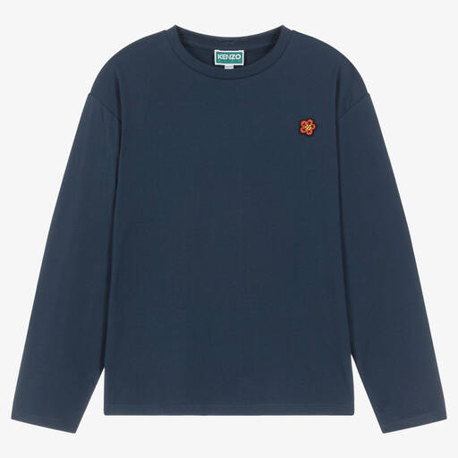 KENZO KIDS-Teen Boys Navy Blue Cotton Boke Top | Childrensalon Outlet
