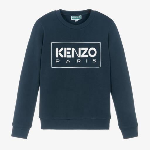 KENZO KIDS-Sweat bleu marine en coton ado | Childrensalon Outlet