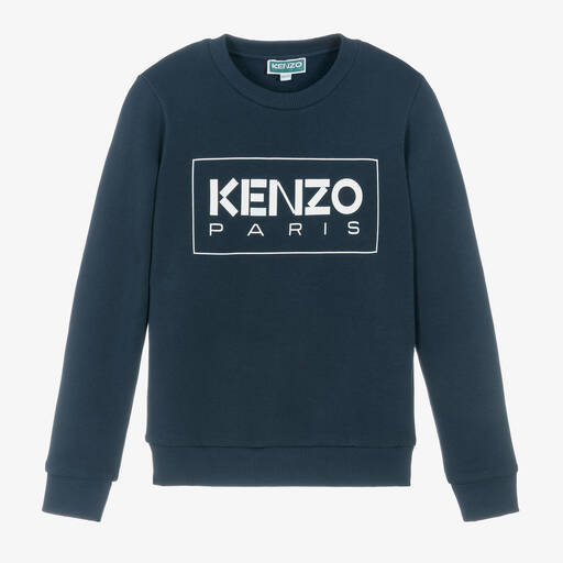 KENZO KIDS-سويتشيرت تينز ولادي قطن جيرسي لون كحلي | Childrensalon Outlet