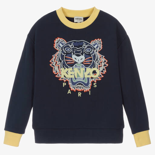 KENZO KIDS-Teen Boys Navy Blue Tiger Sweatshirt | Childrensalon Outlet