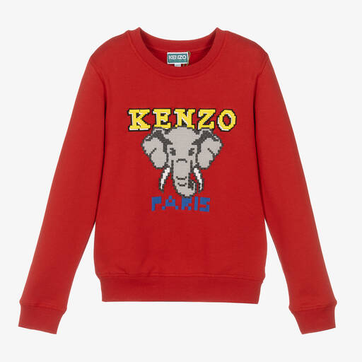 KENZO KIDS-Sweat-shirt rouge à motif éléphant | Childrensalon Outlet