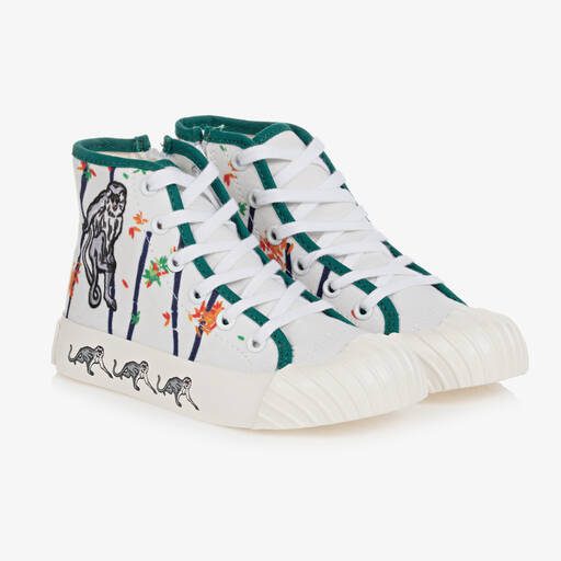 KENZO KIDS-Teen Boys White Bamboo High-Top Trainers | Childrensalon Outlet