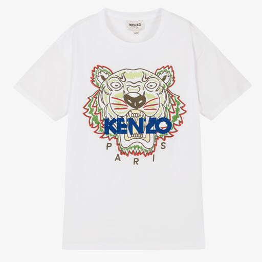 KENZO KIDS-Weißes Teen T-Shirt mit Tiger | Childrensalon Outlet