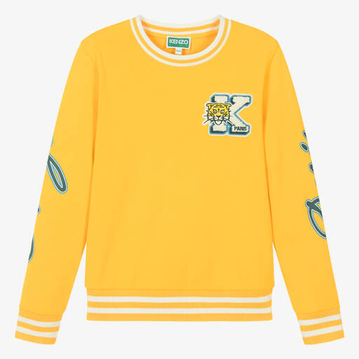 KENZO KIDS-سويتشيرت قطن جيرسي لون أصفر للمراهقين | Childrensalon Outlet