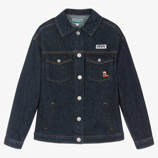 KENZO KIDS-Teen Dark Blue Denim Logo Jacket | Childrensalon Outlet