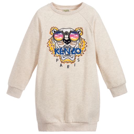 KENZO KIDS-Teen Girls Beige Logo Dress | Childrensalon Outlet