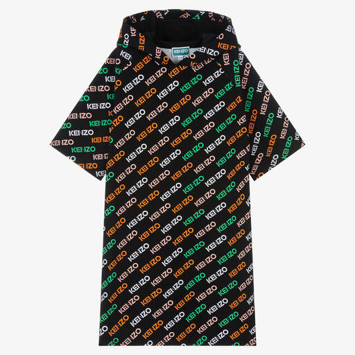 KENZO KIDS-Teen Girls Black & Orange Logo Dress | Childrensalon Outlet