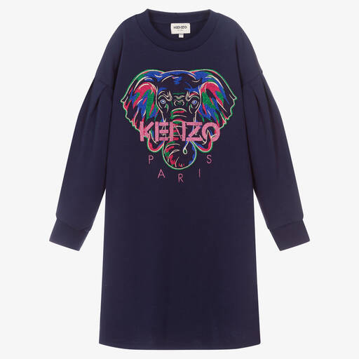 KENZO KIDS-Teen Girls Blue Elephant Dress | Childrensalon Outlet