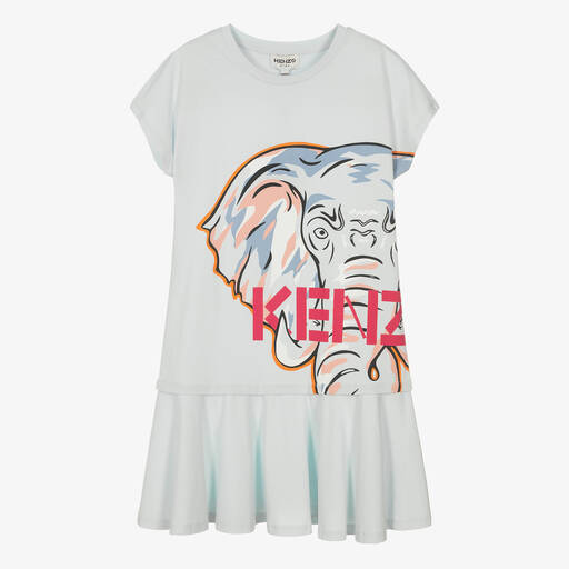 KENZO KIDS-Teen Girls Blue Elephant Logo Dress | Childrensalon Outlet