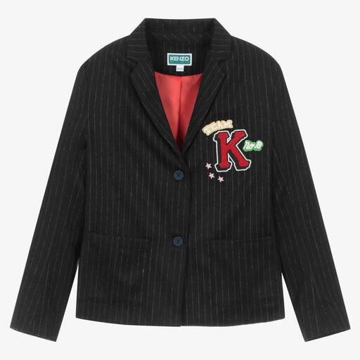 KENZO KIDS-Teen Girls Blue Wool Baseball Stripe Blazer | Childrensalon Outlet