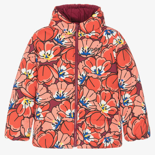 KENZO KIDS-Teen Girls Flower Reversible Puffer Coat | Childrensalon Outlet