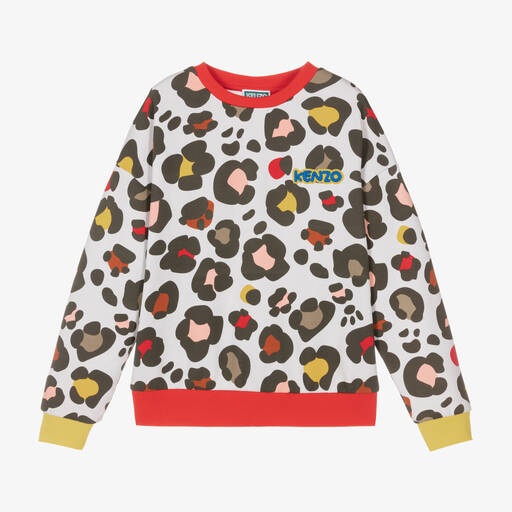 KENZO KIDS-سويتشيرت تينز بناتي قطن جيرسي لون رمادي | Childrensalon Outlet