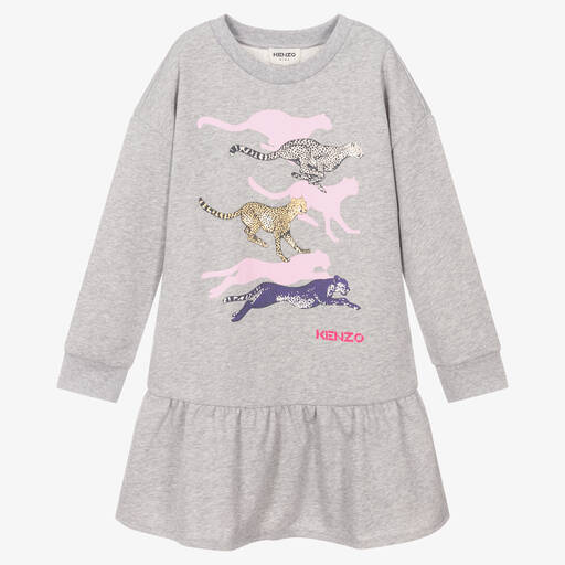KENZO KIDS-Teen Girls Grey Jersey Dress | Childrensalon Outlet