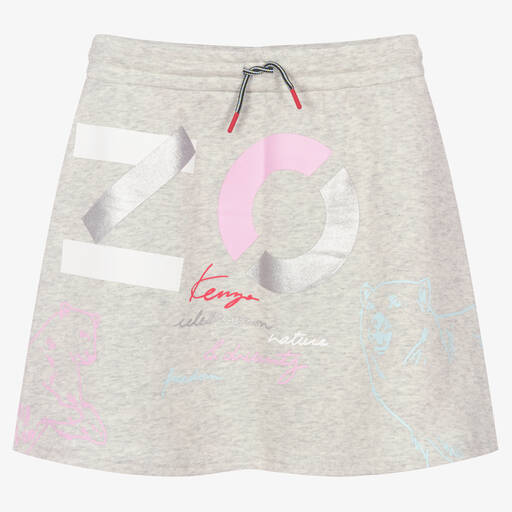 KENZO KIDS-Teen Girls Grey Logo Skirt | Childrensalon Outlet
