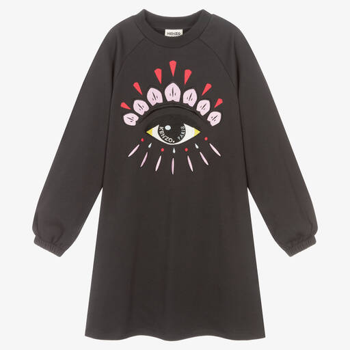 KENZO KIDS-فستان تينز بناتي قطن لون رمادي | Childrensalon Outlet