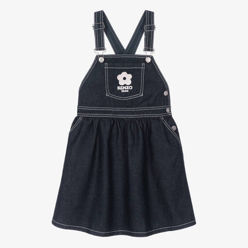 KENZO KIDS-فستان دانغريز دنيم لون أزرق نيلي للمراهقات | Childrensalon Outlet