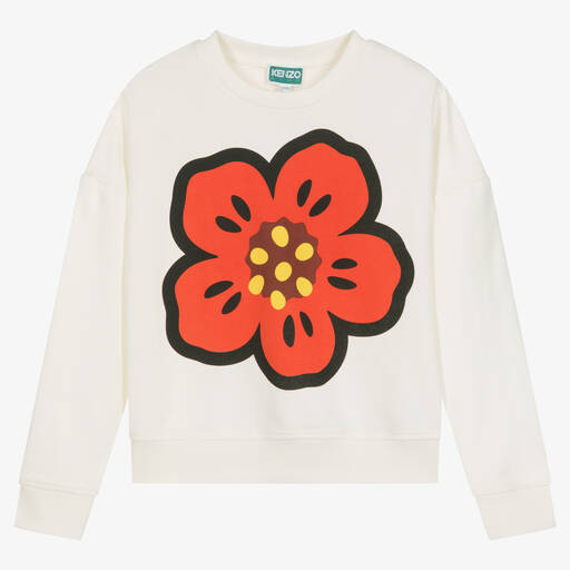 KENZO KIDS-Кремовый хлопковый свитшот с цветком | Childrensalon Outlet