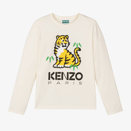 KENZO KIDS-Кремовый топ с тигром KOTORA для девочек-подростков | Childrensalon Outlet