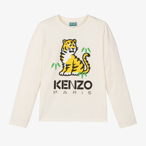 KENZO KIDS-Haut ivoire en coton tigre KOTORA ado fille | Childrensalon Outlet