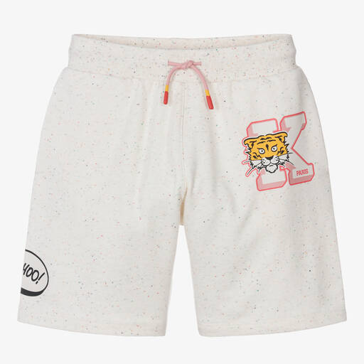 KENZO KIDS-شورت قطن جيرسي لون عاجي للمراهقات | Childrensalon Outlet