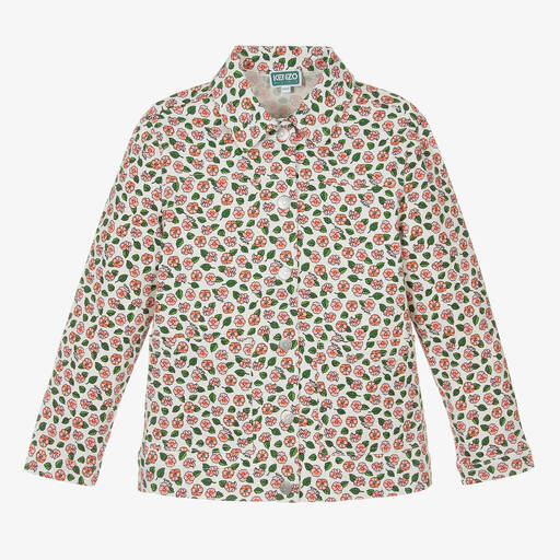 KENZO KIDS-Teen Girls Ivory Floral Denim Jacket | Childrensalon Outlet