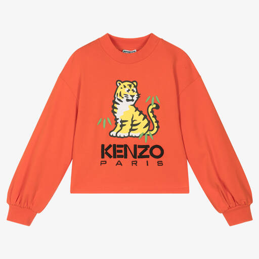 KENZO KIDS-Teen Girls Orange Cotton KOTORA Sweatshirt | Childrensalon Outlet