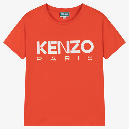 KENZO KIDS-T-shirt orange en coton ado fille | Childrensalon Outlet
